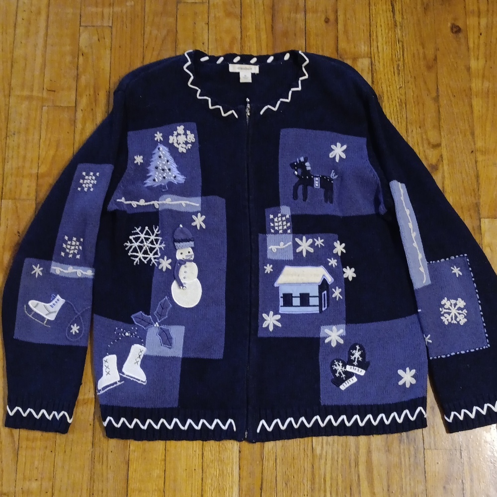 Dress Barn Winter Zip Up Sweater XL EUC